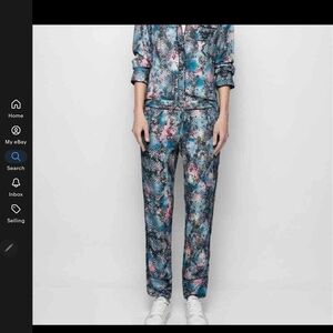 ZADIG & VOLTAIRE Parone Camou Shirt & Pants Wmns XS Blue Floral Python PJ Style